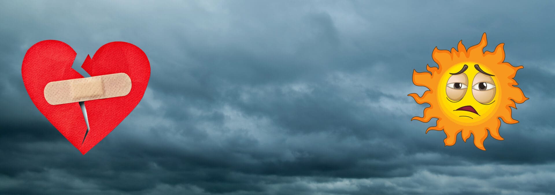 A cloudy sky with dark clouds in the background.